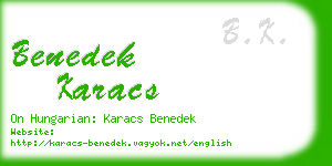 benedek karacs business card